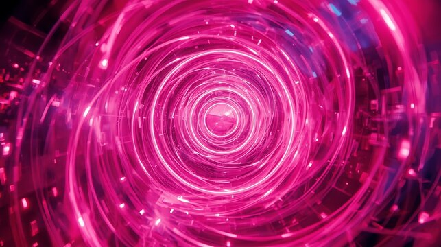 Abstract swirling pink light tunnel with glowing energy