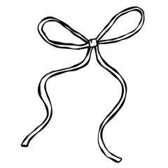 Ribbon bow line art illustration. Minimal continuous line drawing of ribbon bow, perfect for logo design, packaging, greeting cards, wedding decor, and fashion accessories.