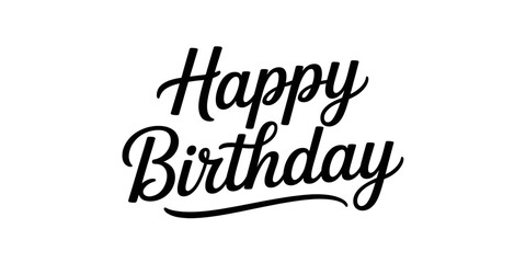 Elegant Happy Birthday calligraphy decorative lettering for greeting cards and invitations isolated on white background