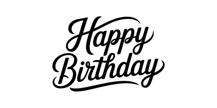 Happy Birthday lettering elegant calligraphy design for greeting cards and party invitations isolated on white background