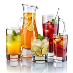 Drinks set on a isolated white background. PNG