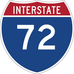 Interstate 72 Highway Shield Road Sign Editable Vector