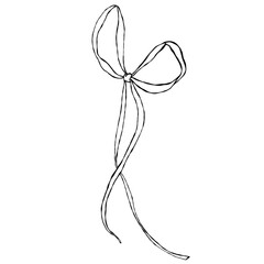 Ribbon bow line art illustration. Minimal continuous line drawing of ribbon bow, perfect for logo design, packaging, greeting cards, wedding decor, and fashion accessories.