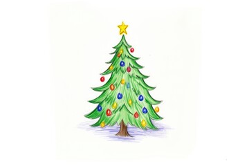 Obraz premium Christmas tree drawing paper plant.