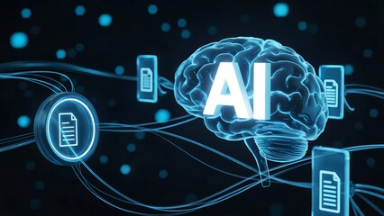 Unlock the Future: Stunning AI Brain Connecting to Data, Perfect for Tech Innovation & Business Intelligence Concepts, Modern Neural Network Visual
