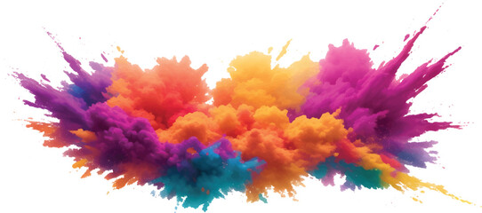 Abstract watercolor ink splashes on a colorful grunge texture background with a rainbow splatter pattern