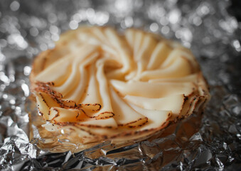 Cheese Slices Arranged in Circular Pattern for Culinary Presentation