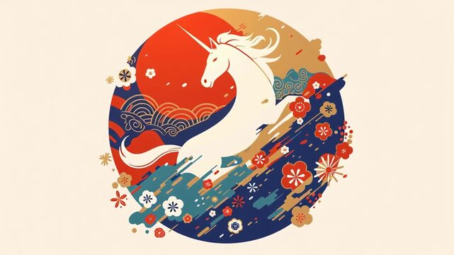 年賀状のイラスト素材_午年(2026)