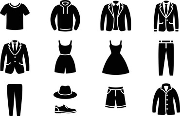 Clothing Icons Set Stylish Apparel Collection Garments and Accessories Vector