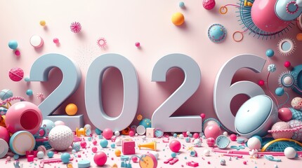 New Year neon inscription texture background abstraction 2026