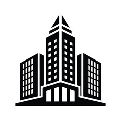 Modern urban architecture icon symbolizing corporate headquarters, city development, and real estate business growth with a sleek, minimalist design perfect for professional branding