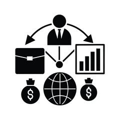 Business Network Representation Symbolizing Global Commerce, Partnerships, and Financial Growth with a Focus on Strategy and Management