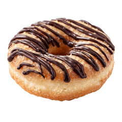 Sweet bakery donut with chocolate toppings, 3D dessert illustration isolated