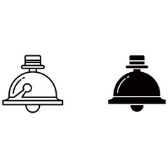 School bell icon in outline and glyph style vector art