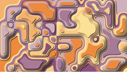 A topographical abstraction, executed in vibrant tones, creates the illusion of volumetric relief. The image represents a map of an unknown landscape or an organic structure.