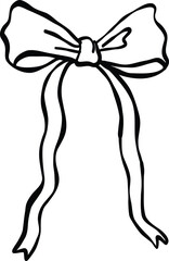 Ribbon bow line art illustration. Minimal continuous line drawing of ribbon bow, perfect for logo design, packaging, greeting cards, wedding decor, and fashion accessories.