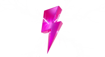 A bright pink lightning bolt symbol with a splash effect