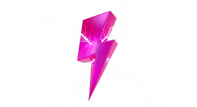 A bright pink lightning bolt symbol with a splash effect - Powered by Adobe
