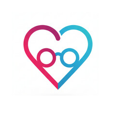 Heart Shape with Eyeglasses Outline - Love for Knowledge and Vision Care Icon