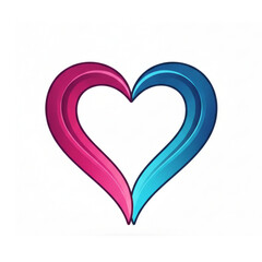 3D Ribbon Heart Shape Icon with Glossy Pink and Blue Gradient