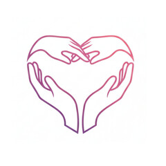 Outline Vector of Hands Forming a Heart Shape with Gradient Line Art