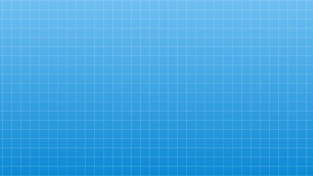 Animation of a moving blue background with white cells. Architectural technical grid of strokes for the plan. Blueprint paper graphic texture. Abstract loop backdrop pattern
