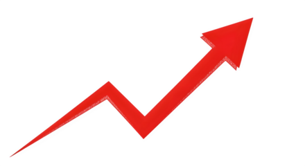 Red arrow graph showing upward trend