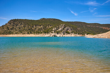View of Contreras reservoir, beautiful landscape with turquoise water