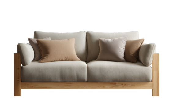 Stylish modern sofa with minimalist design and neutral tones ideal for contemporary living spaces