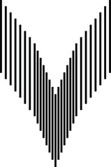 Abstract v shape with black vertical lines on white Vector