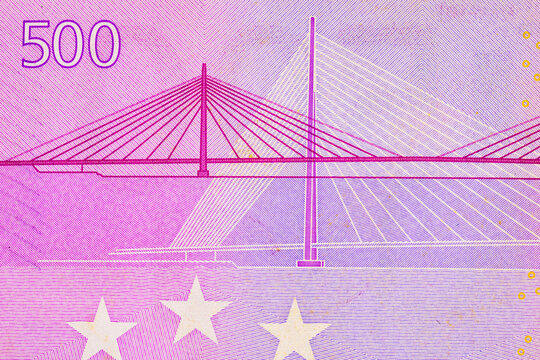 500 EURO banknote of the European Union. Paper money of Europe