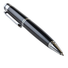 Black ballpoint pen isolated on white background