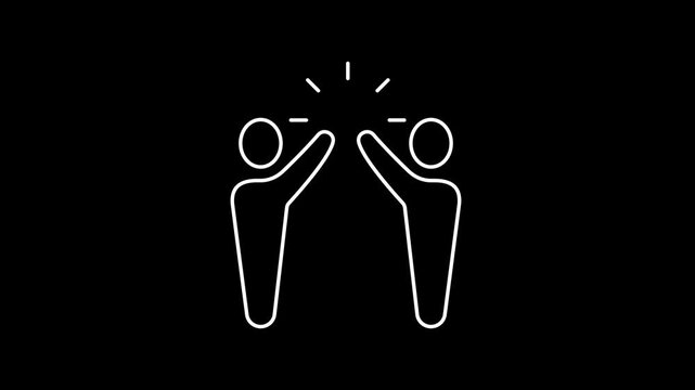 Animated high five icons in thin line style