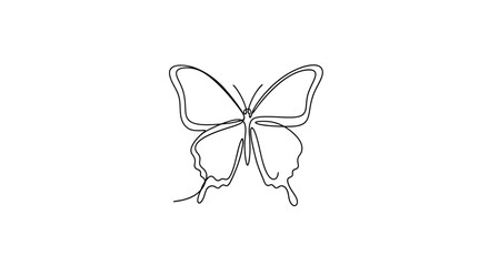 Minimalist Butterfly One Line Art Illustration Depicting Grace and Transformation on White Backdrop