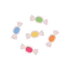 Colorful round wrapped candy logo, sweet food illustration