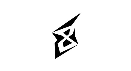 Abstract Geometric Symbol Design in Black and White Creates a Striking Visual Graphic