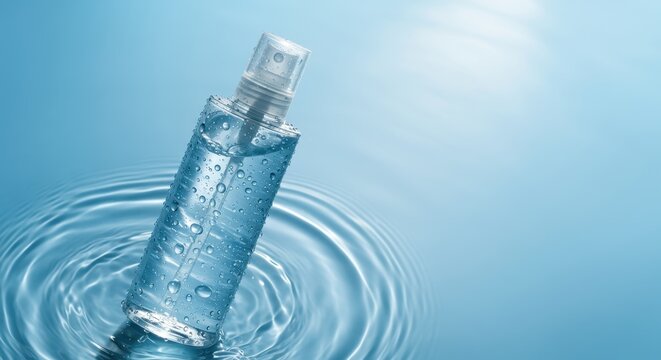 Water splash ripple on cool blue surface symbolizing hydration and freshness