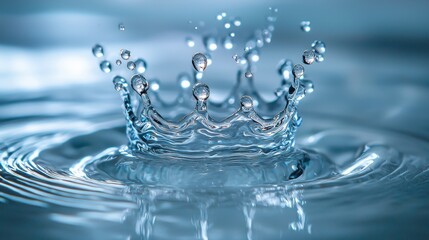 Droplet water crown splash formation high-speed macro photography liquid dynamics crystal clear surface tension physics natural phenomenon commercial