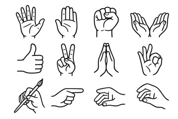 Fototapeta premium Open holding cupped icons expressive icon hands up vector hand clenched pointing