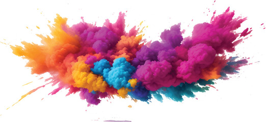 Abstract watercolor paint splash design with colorful ink stains on white paper background