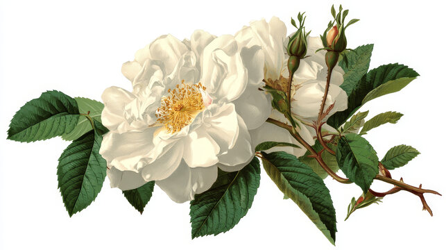 &ldquo;Redoubt Rosa centifolia flower vector illustration, stock image.&rdquo;