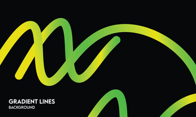 Green Yellow Gradient Lines – Abstract Flowing Curves on Black Background