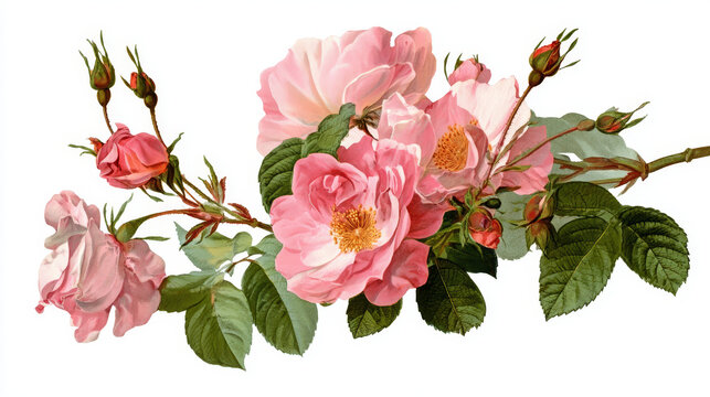 &ldquo;Redoubt Rosa centifolia flower vector illustration, stock image.&rdquo;