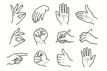Gesture hand palm relaxed dynamic position open fist vector icon side