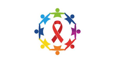Diverse community unites around red ribbon symbol for awareness and support in vital health campaign