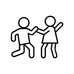 Two children dancing and holding hands in playful pose  