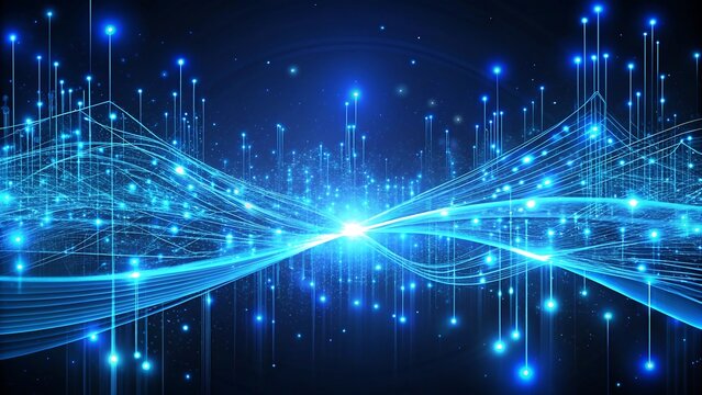 Futuristic technology background with glowing network connections and lines