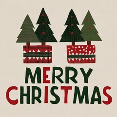 Plaid Santa Claus and Christmas stocking with red-green polka dot tree toppers on cream background, "Merry Christmas" bold text header