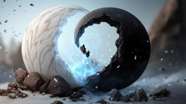 Yin yang harmony: inner rhythm, circle stream, passive surge, dual motion, sacred loop, subtle flux, aligned curve, energy stream, force blend, cosmic unity, balanced tone