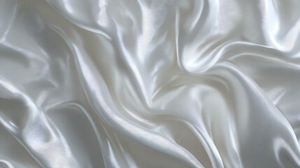 Obraz premium Elegant white silk fabric with soft folds and shimmering highlights creates a luxurious texture